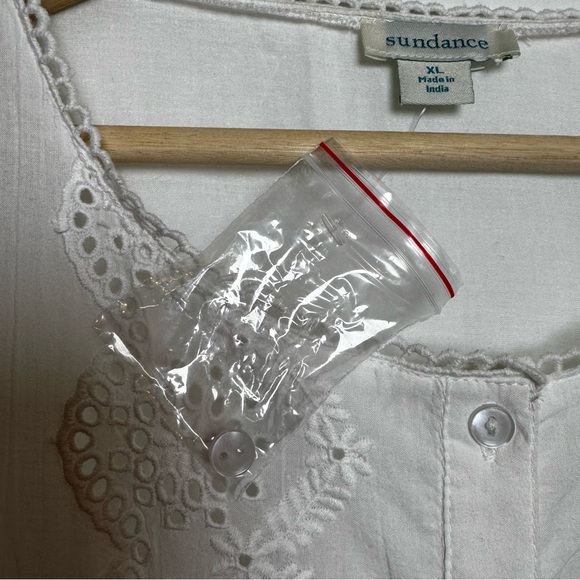 Sundance Art of Eyelet 100% Cotton Top XL Boho Prairie Coastal Lace Peplum NWOT - Picture 5 of 13